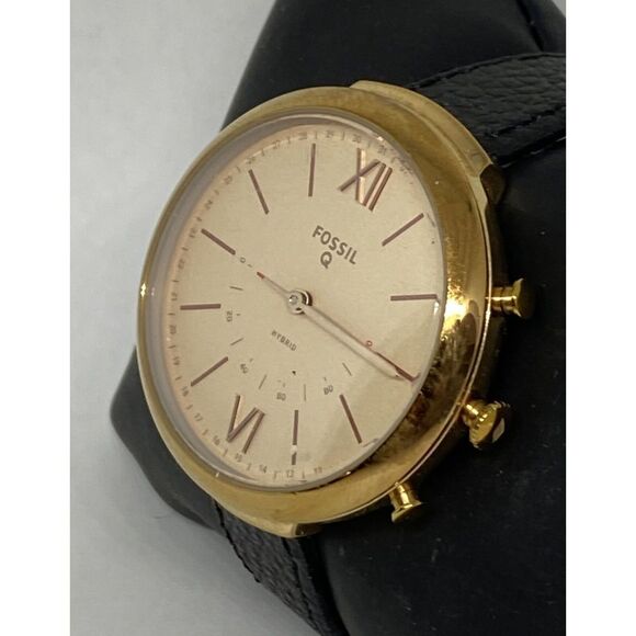 Fossil FTW5022 Women's Black Leather Gold Analog Dial Hybrid Smart Watch XX772 - Picture 4 of 12